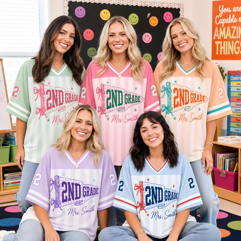 Personalized Custom Grade Jersey, Back to School Mesh Jersey, Custom Student Shirt, Grade Level Tee with Name & Number, Teacher Shirt FTB13
