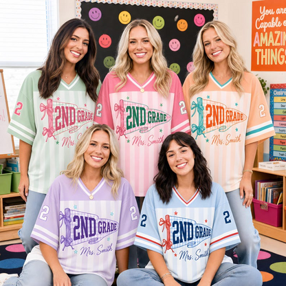 Personalized Custom Grade Jersey, Back to School Mesh Jersey, Custom Student Shirt, Grade Level Tee with Name & Number, Teacher Shirt FTB13