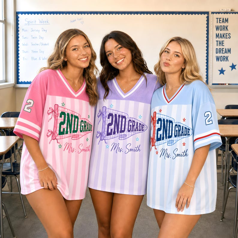 Personalized Custom Grade Jersey, Back to School Mesh Jersey, Custom Student Shirt, Grade Level Tee with Name & Number, Teacher Shirt FTB13