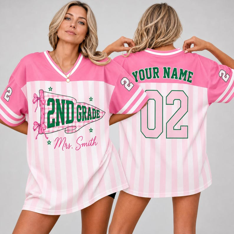 Personalized Custom Grade Jersey, Back to School Mesh Jersey, Custom Student Shirt, Grade Level Tee with Name & Number, Teacher Shirt FTB13