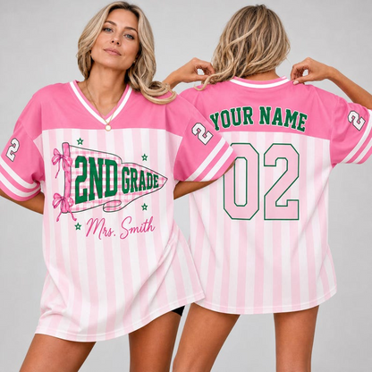 Personalized Custom Grade Jersey, Back to School Mesh Jersey, Custom Student Shirt, Grade Level Tee with Name & Number, Teacher Shirt FTB13
