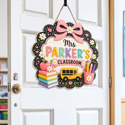 Custom Teacher Name Door Sign, 3D Classroom Door Hanger, Back To School Teacher Gift