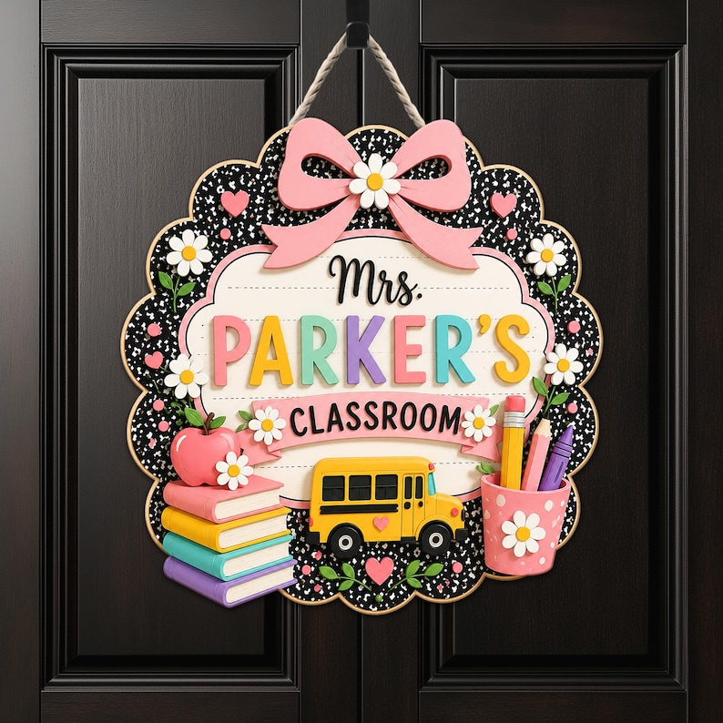 Custom Teacher Name Door Sign, 3D Classroom Door Hanger, Back To School Teacher Gift