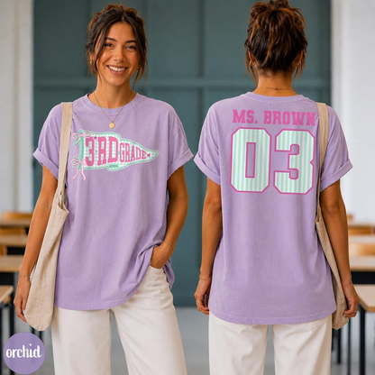 T-shirt d'enseignant personnalisé pour Halloween, motif crayon gribouillage, t-shirt de rentrée scolaire