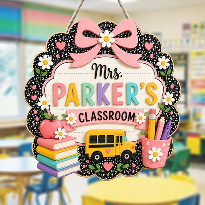 Custom Teacher Name Door Sign, 3D Classroom Door Hanger, Back To School Teacher Gift