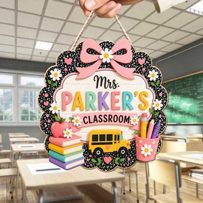 Custom Teacher Name Door Sign, 3D Classroom Door Hanger, Back To School Teacher Gift