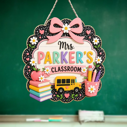 Custom Teacher Name Door Sign, 3D Classroom Door Hanger, Back To School Teacher Gift