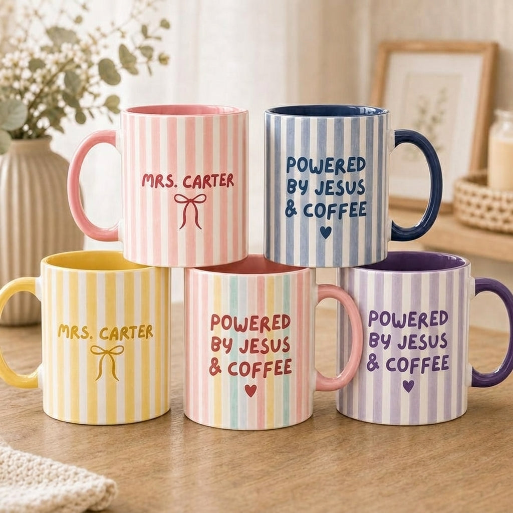 Powered By Jesus Coffee Mug, Christian Religious Drinkware, Gift for Women