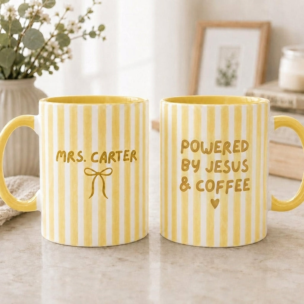 Powered By Jesus Coffee Mug, Christian Religious Drinkware, Gift for Women