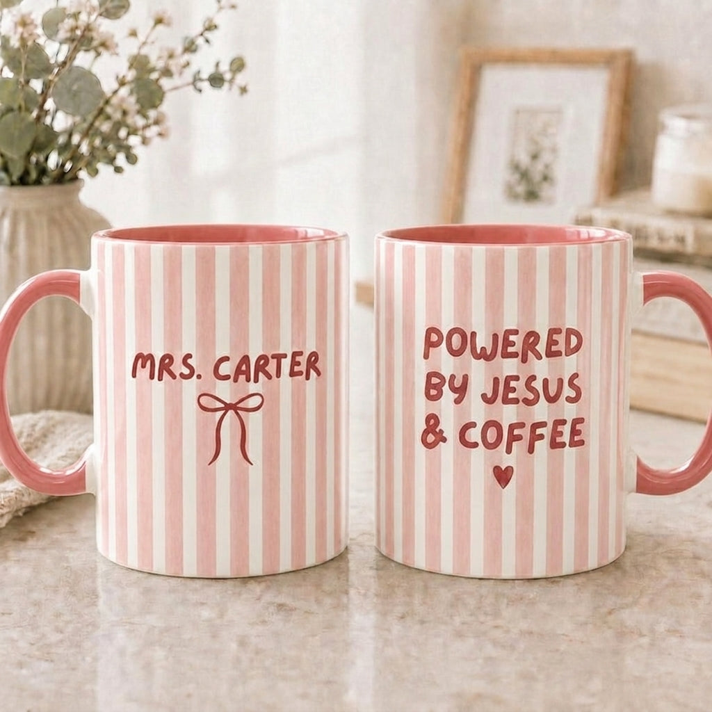 Powered By Jesus Coffee Mug, Christian Religious Drinkware, Gift for Women