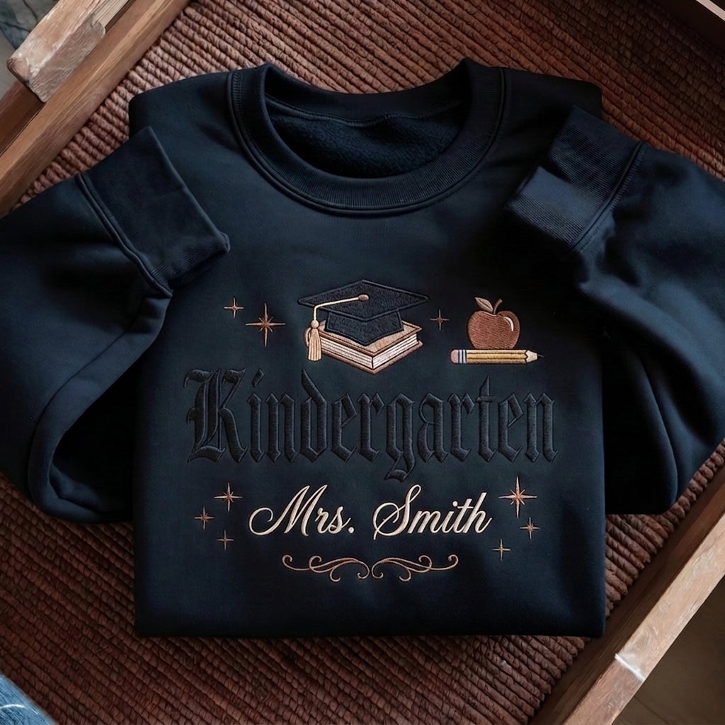 Personalized Teacher Sweatshirt, Embroidered Teacher Crewneck, Custom Name Teacher Pullover, Graduation Gift