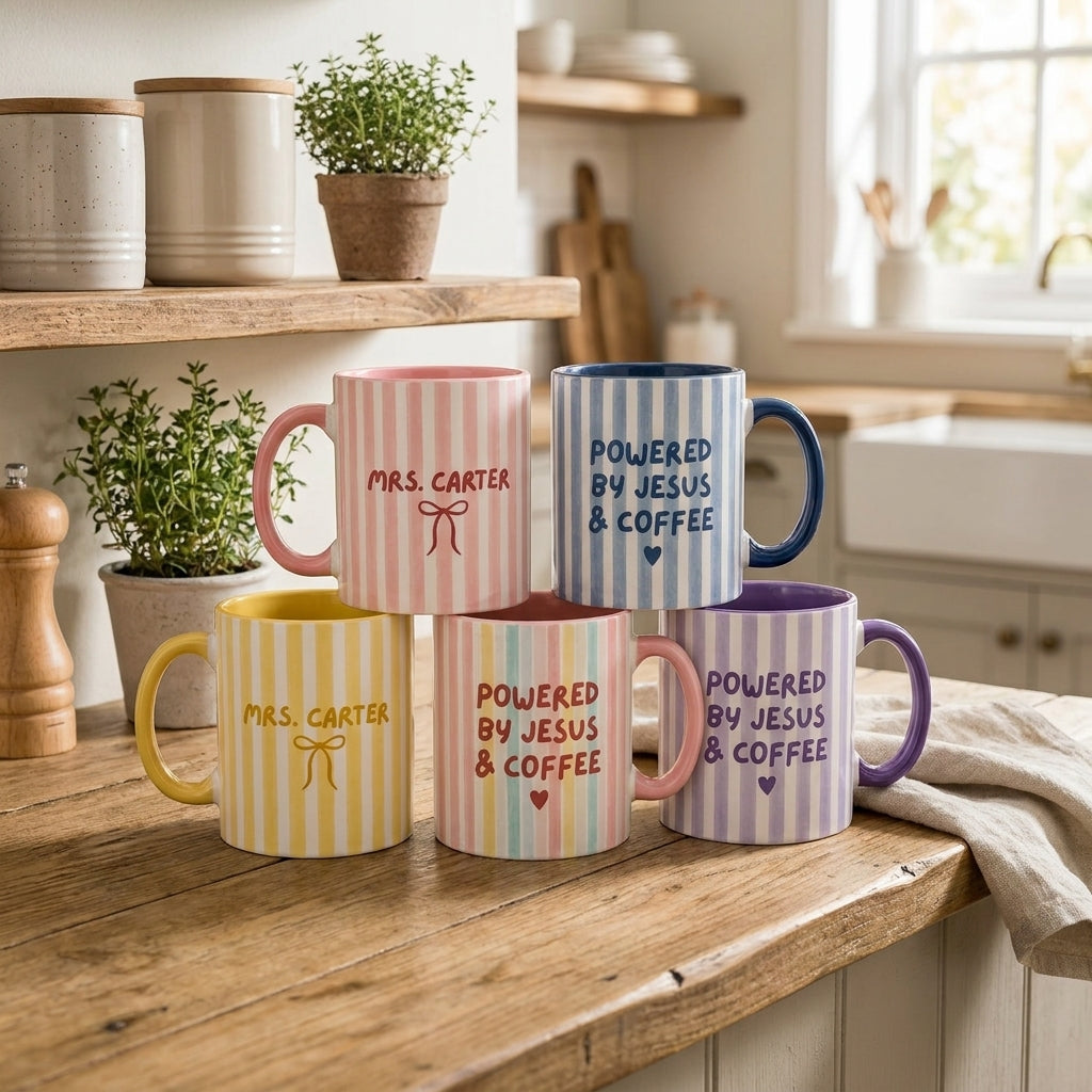 Powered By Jesus Coffee Mug, Christian Religious Drinkware, Gift for Women