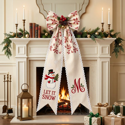 Personalized Christmas Snowman Wreath Sash with Lace