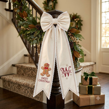 Personalized Christmas Snowman Wreath Sash with Lace