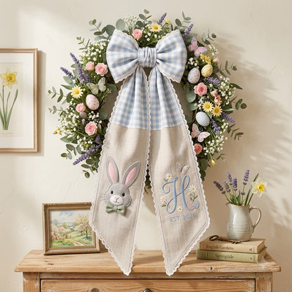 Personalized Baby Girl Wreath Sash, Floral Bow & Nursery Door Decor
