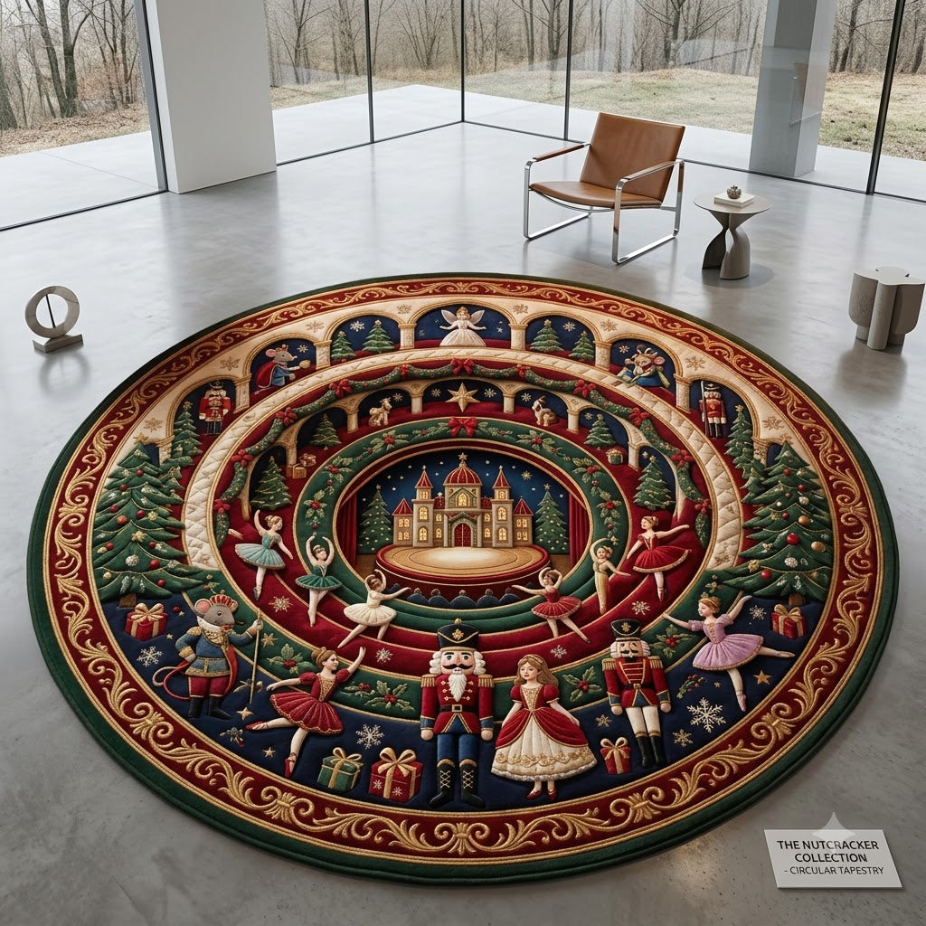 Nutcracker Christmas Round Rug, Ballet Christmas Rug, Holiday Living Room Decor