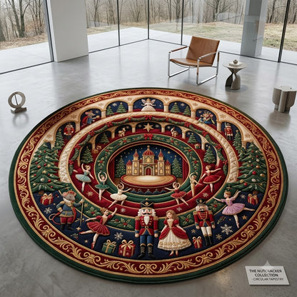 Nutcracker Christmas Round Rug, Ballet Christmas Rug, Holiday Living Room Decor