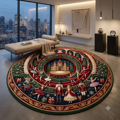 Nutcracker Christmas Round Rug, Ballet Christmas Rug, Holiday Living Room Decor
