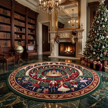 Nutcracker Christmas Round Rug, Ballet Christmas Rug, Holiday Living Room Decor