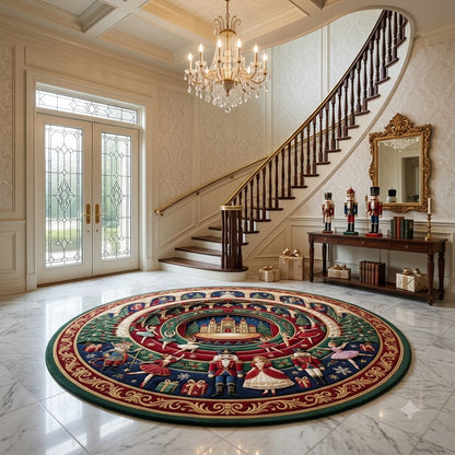 Nutcracker Christmas Round Rug, Ballet Christmas Rug, Holiday Living Room Decor